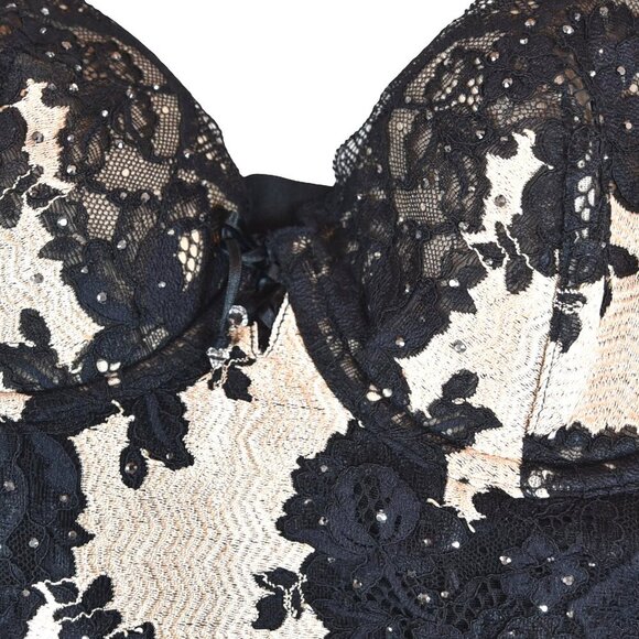 NWT Victoria Secret Black Lace Mesh Bustier Slip Size 36B Lingerie Garter Corset - Picture 3 of 9